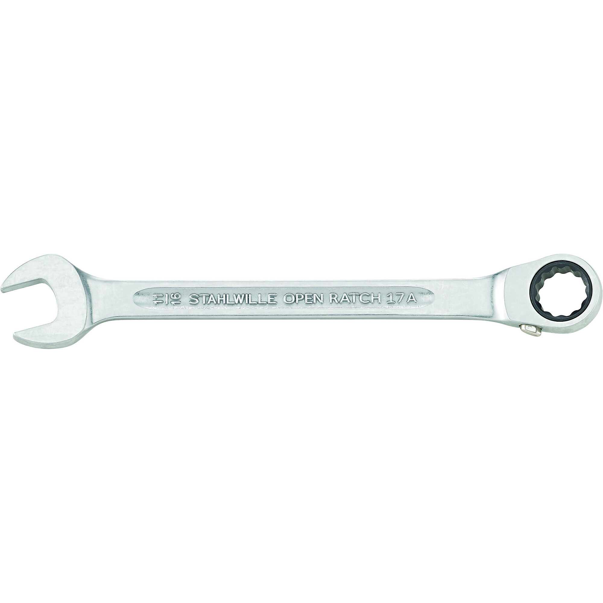 Stahlwille Tools Corp Ratchet Combination Wrench — 7/16in., 165mm Length, 15° Jaw Angle, Model# OPEN RATCH 17a 7/16 15°
